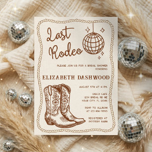 Western Last Rodeo Disco Cowgirl Bridal Shower Invitation