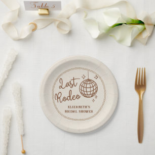Western Last Rodeo Disco Cowgirl Bridal Shower Paper Plate