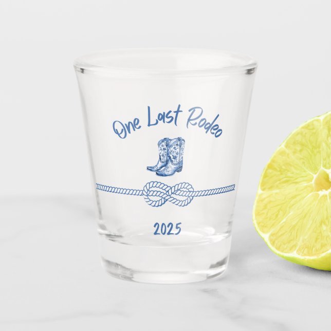 Western Last Rodeo Shot Glass: 2025 Bachelorette  Glass (Front)