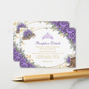 Western Lavender Roses Golden Country Quinceañera Enclosure Card
