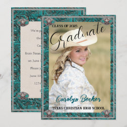 Western Leathe Cowgirl Photo Graduation Invitation