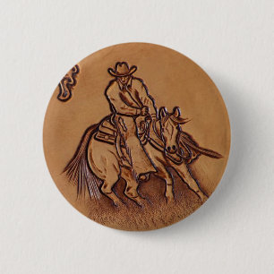 Western leather horseback Riding Rodeo Cowboy 6 Cm Round Badge