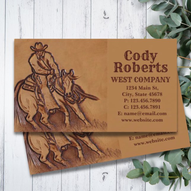 Western leather horseback Riding Rodeo Cowboy Business Card (Western leather horseback Riding Rodeo Cowboy Business Card)
