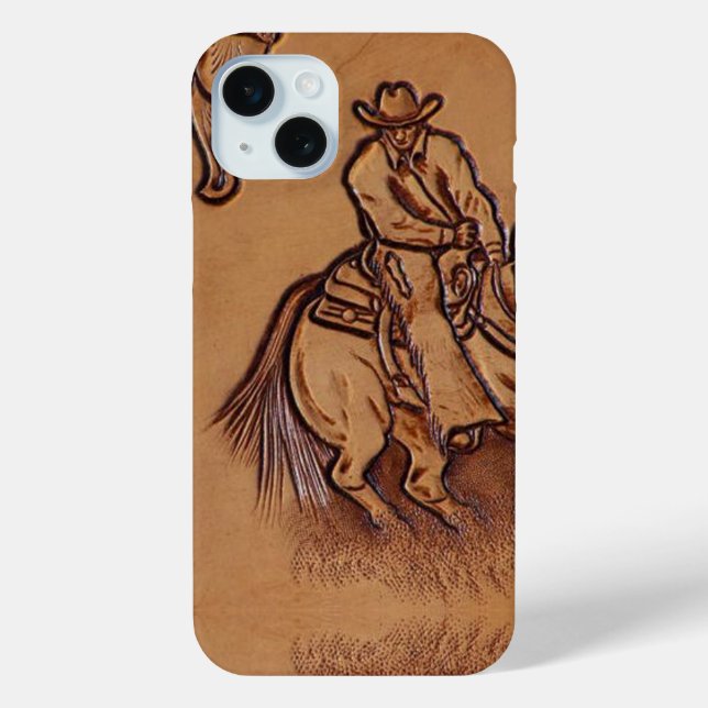 Western leather horseback Riding Rodeo Cowboy Case-Mate iPhone Case (Back)