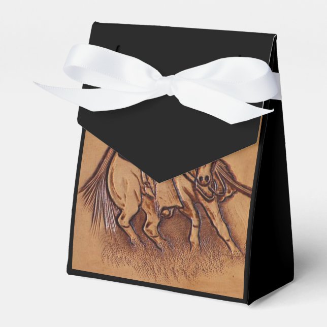Western leather horseback Riding Rodeo Cowboy Favour Box (Front Side)