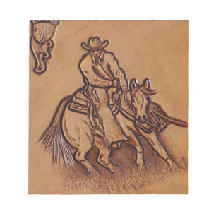 Western leather horseback Riding Rodeo Cowboy Notepad