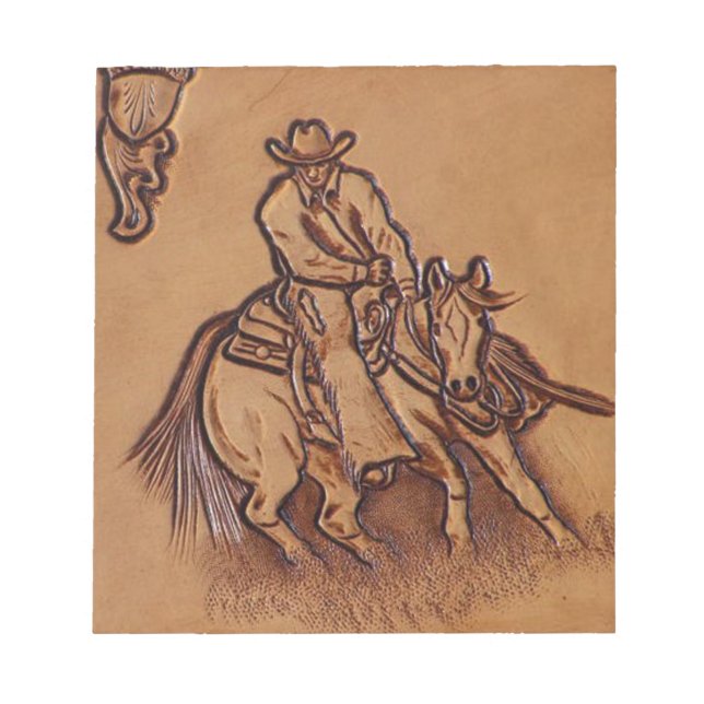 Western leather horseback Riding Rodeo Cowboy Notepad (Front)