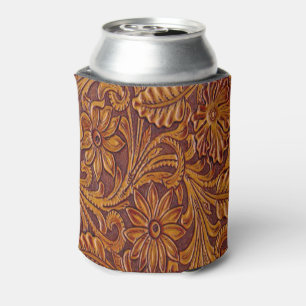 Western Leather Print Drink Holder Can Cooler
