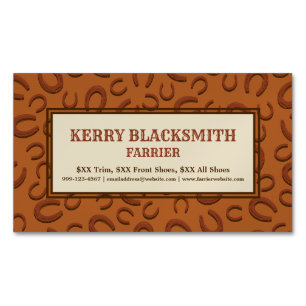 Western Leather Tan and Brown Horseshoe Pattern Magnetic Business Card