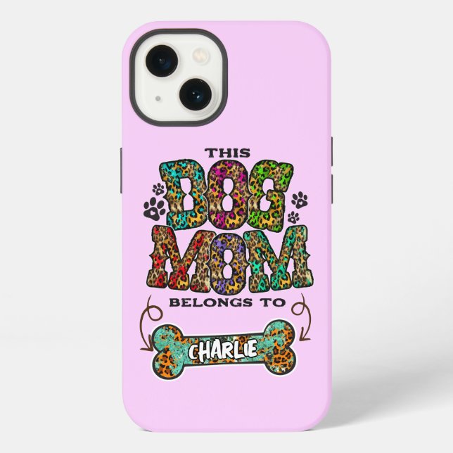 Western Leopard Patch Pattern Dog Mum Bone Pet iPhone Case (Back)