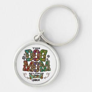 Western Leopard Patch Pattern Dog Mum Bone Pet Key Ring