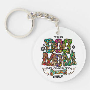 Western Leopard Patch Pattern Dog Mum Bone Pet Key Ring