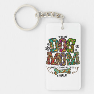 Western Leopard Patch Pattern Dog Mum Bone Pet T-S Key Ring