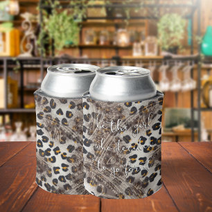 Western Leopard Print Faux Leather sublimation Can Cooler