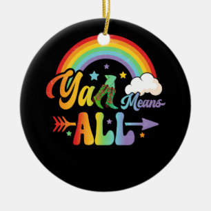 Western LGBTQ Y'all Rainbow Lesbian Gay Ally Pride Ceramic Ornament