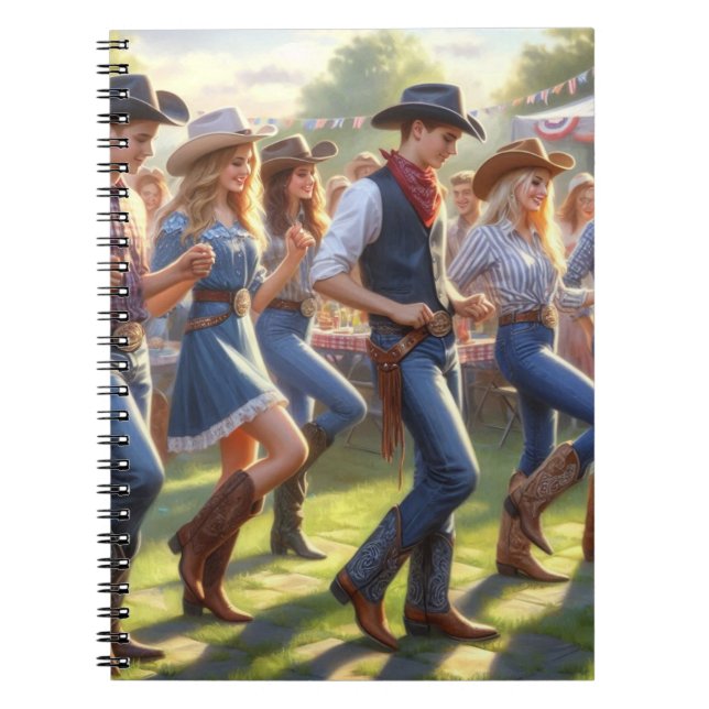Western Line Dance Cowgirl  Notebook (Front)