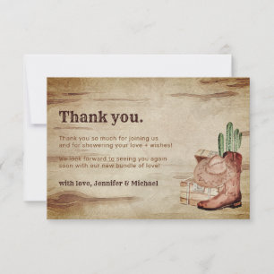 Western Little Cowboy Baby Shower Thank You Card