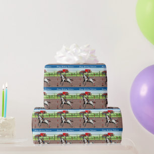 Western Little Cowgirl Pole Bending Personalised Wrapping Paper