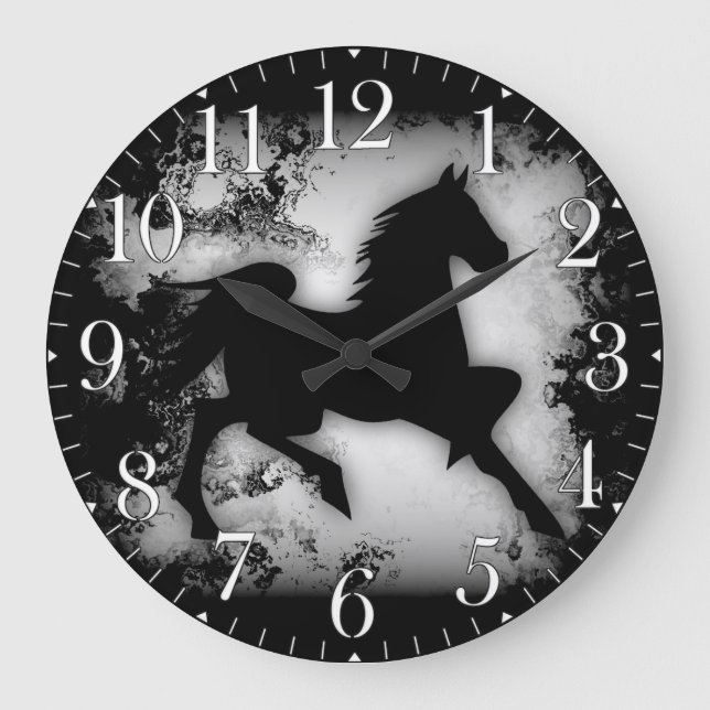 Western-look Prancing Horse Silhouette Large Clock (Front)