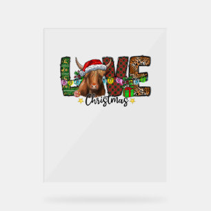 Western Love Christmas Scottish Cow Highland Cattl Acrylic Sign