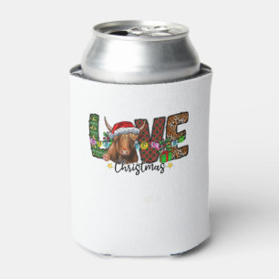 Western Love Christmas Scottish Cow Highland Cattl Can Cooler