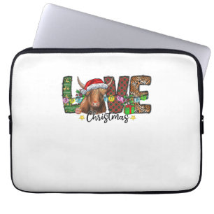 Western Love Christmas Scottish Cow Highland Cattl Laptop Sleeve