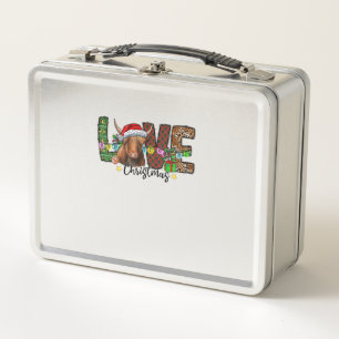 Western Love Christmas Scottish Cow Highland Cattl Metal Lunch Box