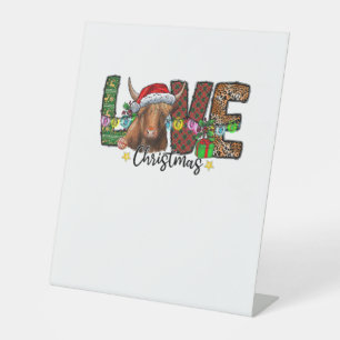 Western Love Christmas Scottish Cow Highland Cattl Pedestal Sign