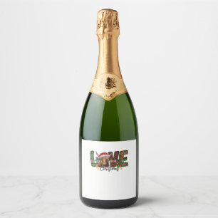 Western Love Christmas Scottish Cow Highland Cattl Sparkling Wine Label