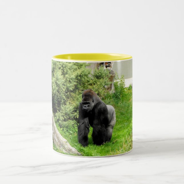 Western Lowland silverback male gorilla Two-Tone Coffee Mug (Center)
