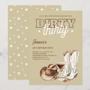 Western Martini Dirty Thirty 30th Birthday Party Invitation