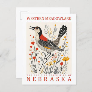 Western Meadowlark Bird of Nebraska USA Travel Postcard
