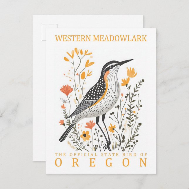 Western Meadowlark Bird of Oregon Travel Postcard (Front/Back)