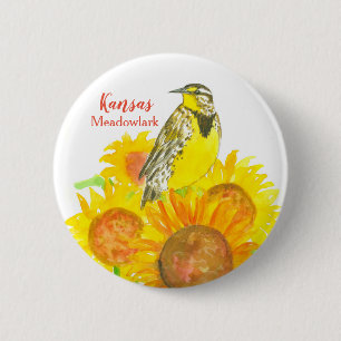 Western Meadowlark Sunflowers Kansas 6 Cm Round Badge