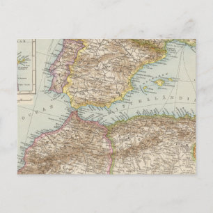 Western Mediterranean Map Postcard