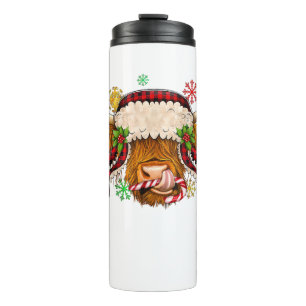 Western Merry Christmas Highland Cow Xmas Farm Ani Thermal Tumbler