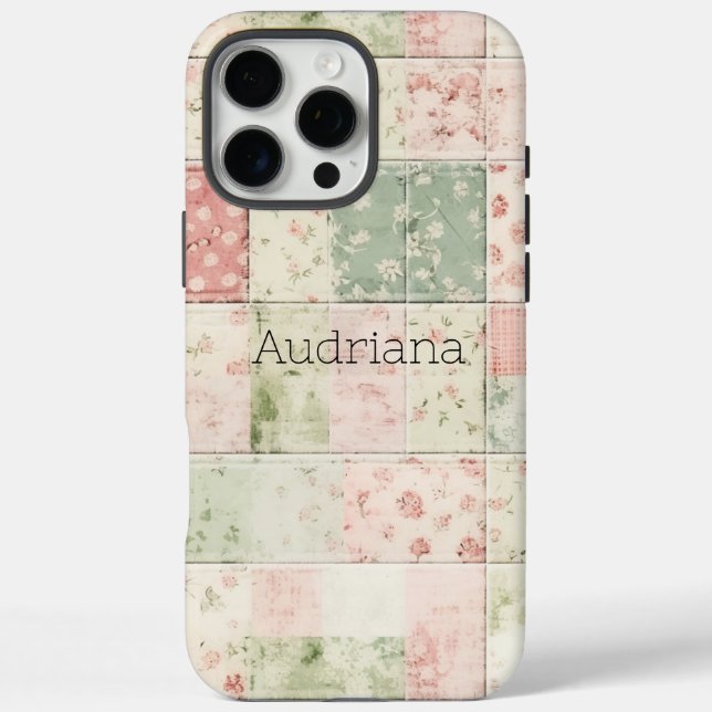 Western Mint Pink Floral Quilt Patterns Case-Mate iPhone Case (Back)