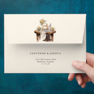 Western Modern Rustic Floral Wedding Envelope
