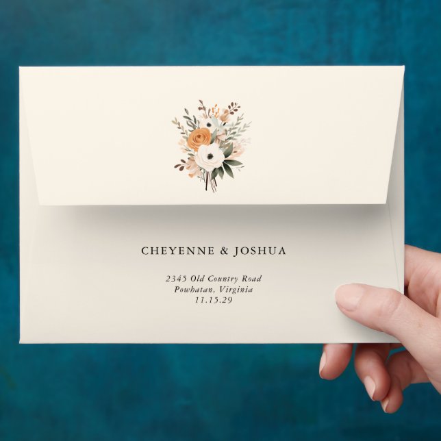 Western Modern Rustic Floral  Wedding Envelope  (Hand)