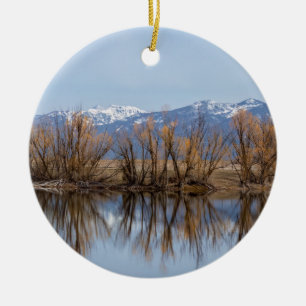 Western Montana Mountains and Water Oranment Ceramic Ornament