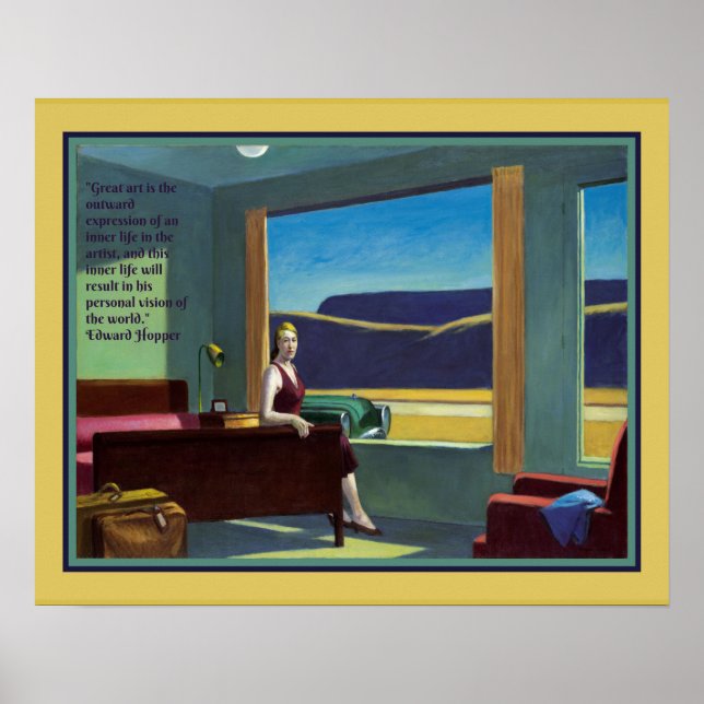 &quot;Western Motel&quot; w/ quote by Edward Hopper Poster (Front)