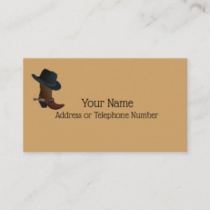 Western Motif Cowboy Hat and Boot Business Card