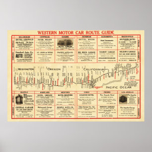 Western Motor Car Route GuidePanoramic Map Poster