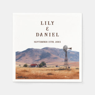 Western Mountain Ranch Wedding Napkin