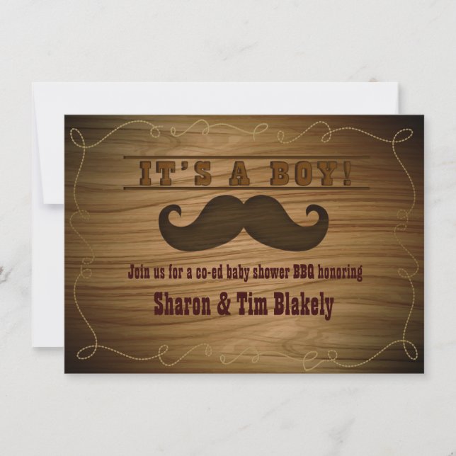 Western Moustache Baby Shower It's a Boy Invitatio Invitation (Front)