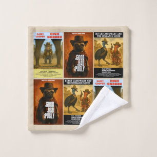 Western Movie Poster Parody Wash Cloth