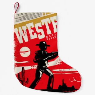 Western movies marathon retro poster design layout small christmas stocking