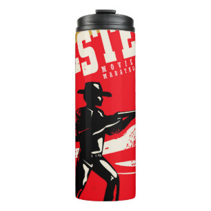 Western movies marathon retro poster design layout thermal tumbler