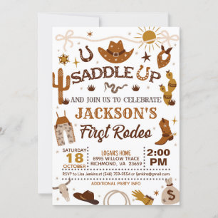 Western My First Rodeo Birthday Invitation