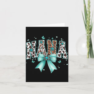 Western Nana Bow Cow Teal Turquoise Feathers Card